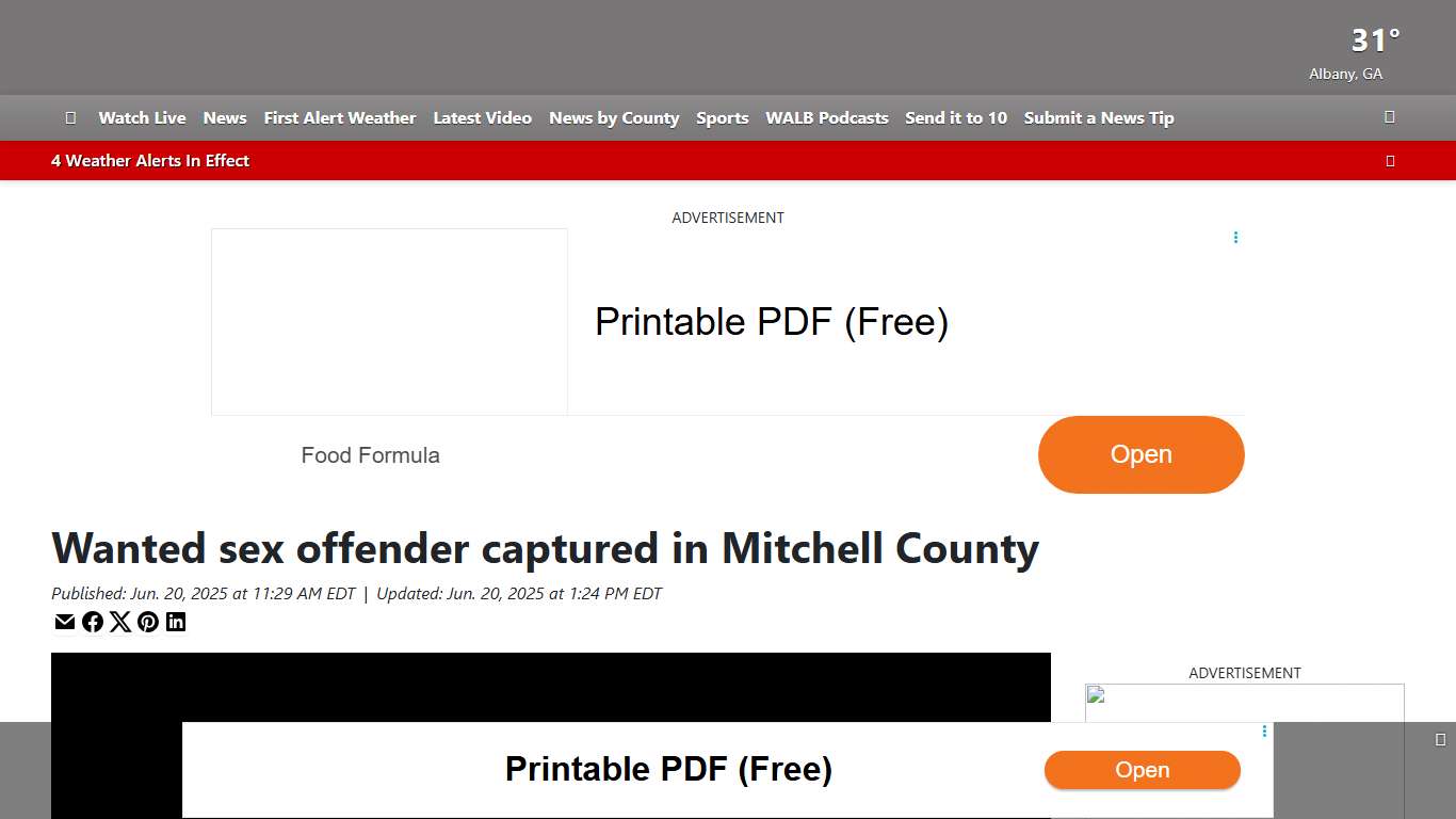 Wanted sex offender captured in Mitchell County