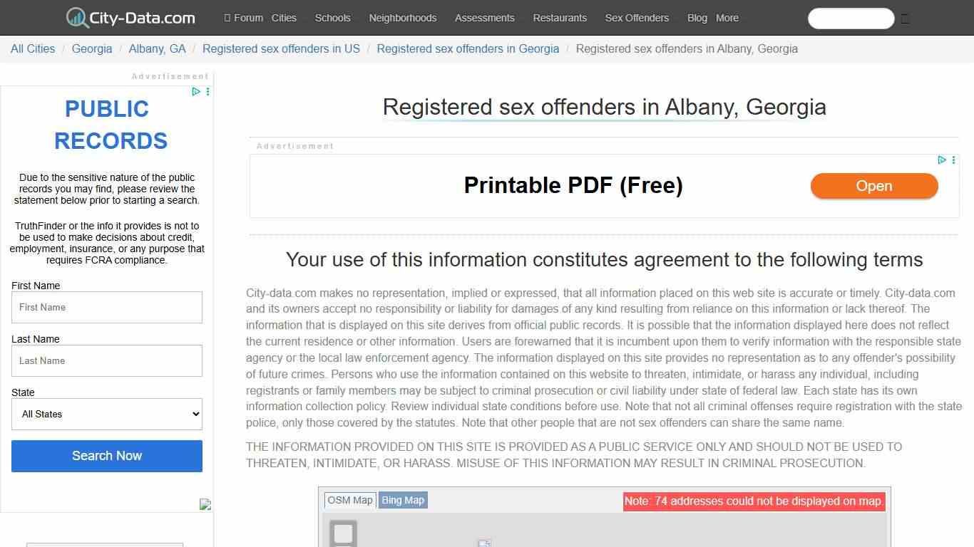 Registered sex offenders in Albany, Georgia - crimes listed, registry-based, living in this city